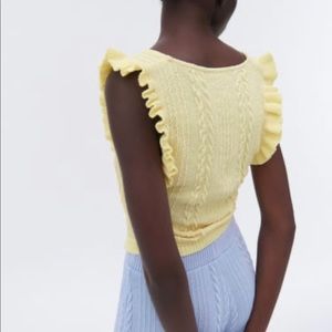 Zara Ruffled Cable Knit Top